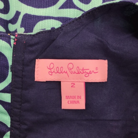 Lilly Pulitzer Delia Pink Blue Fountain Hopping Sleeveless Shift Dress - Picture 6 of 8